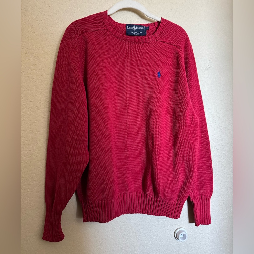 Vintage Ralph Lauren Knit Crewneck Sweater‎ Sz Medium Mens Red